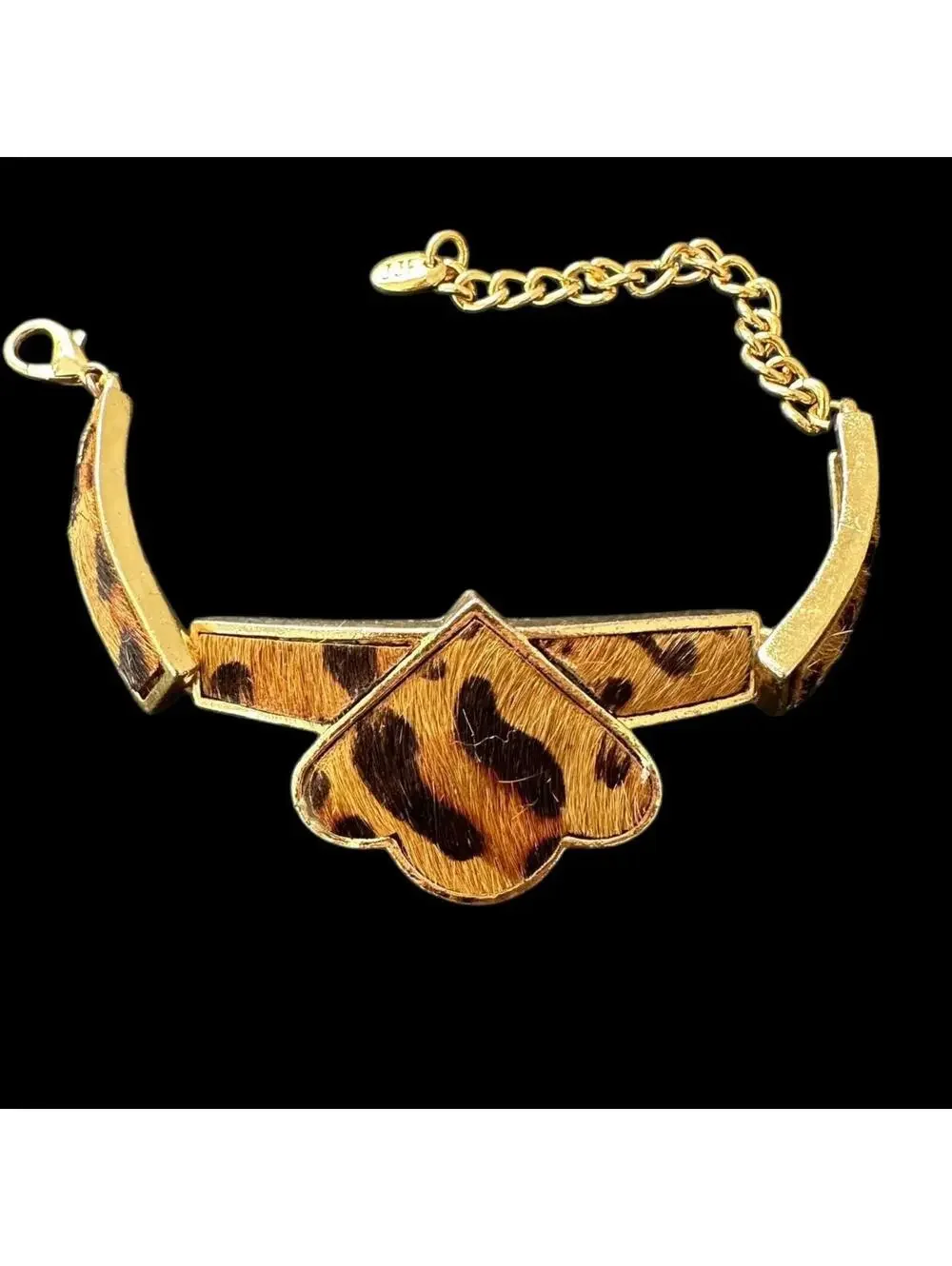 Leopard Print Gold Tone Spade Bracelet